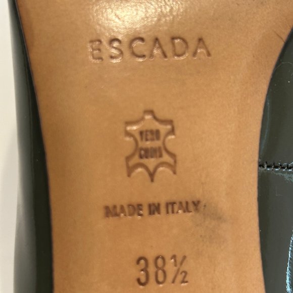Elegant ESCADA 38.5 EU (8.5) Green Patent Leather and Grey Heels - Picture 6 of 10